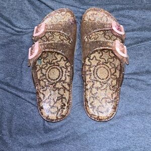 glittery jelly sandals